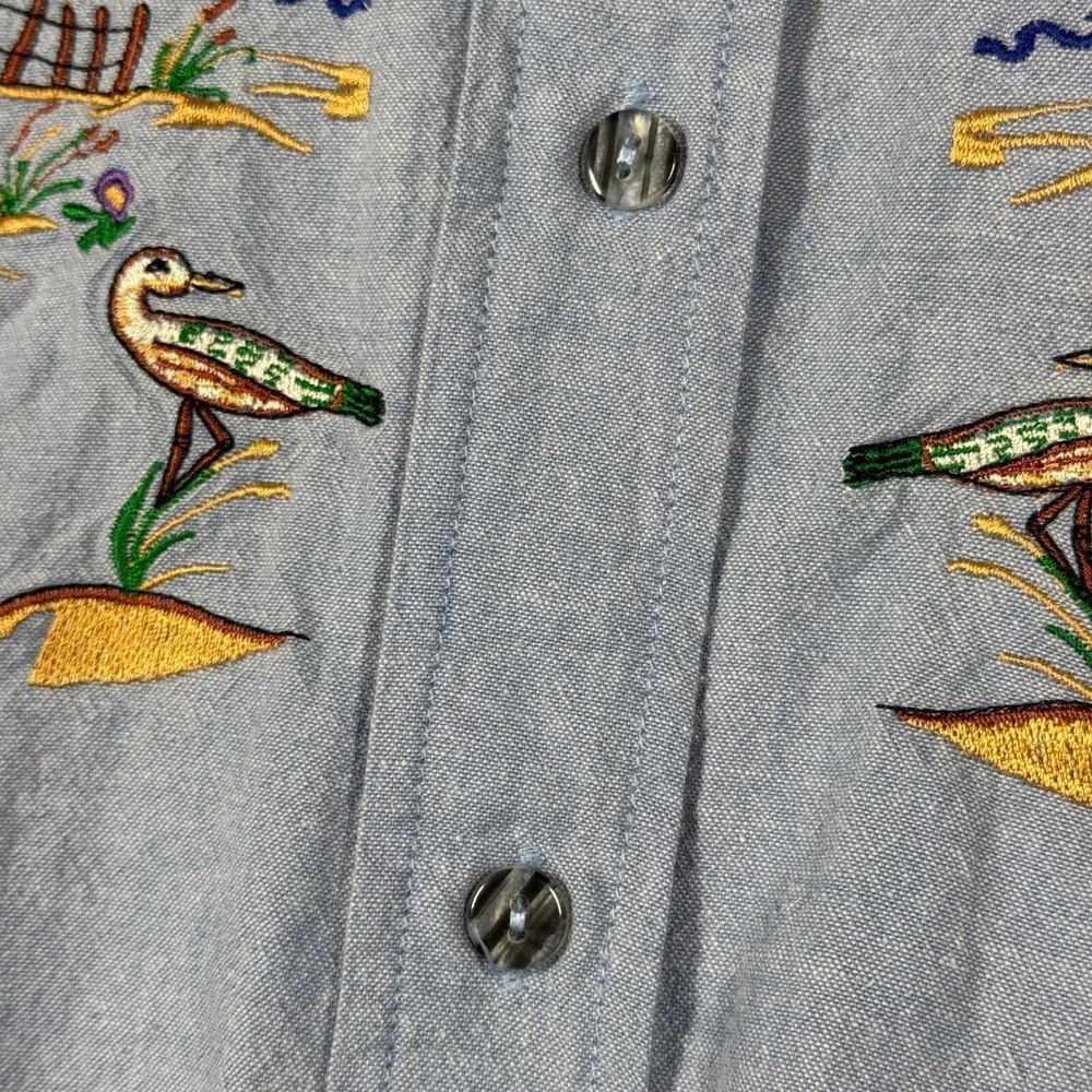 Casey Coleman Denim Top Womens XL Blue Beach Embroidered Lighthouse Sailboat - Picture 6 of 16